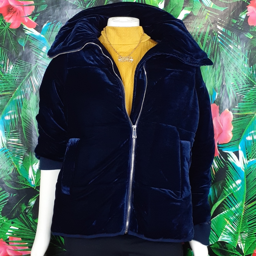 Navy Blue Plush Puffer Parker Jacket